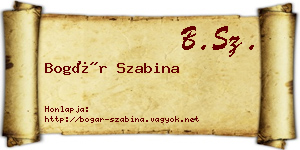 Bogár Szabina névjegykártya