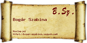 Bogár Szabina névjegykártya