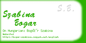 szabina bogar business card